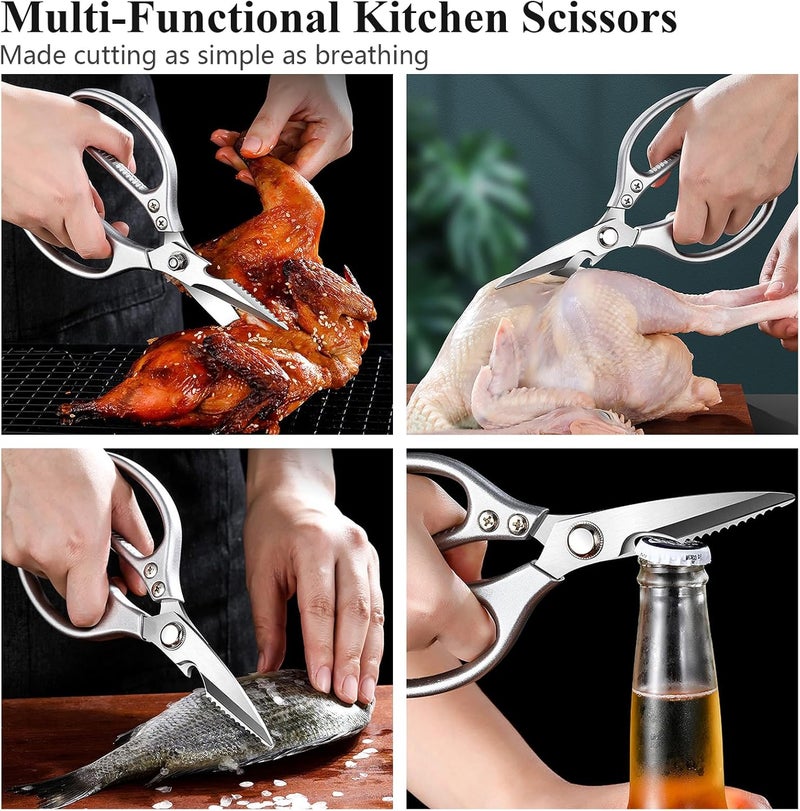 RINPIR 35pcs Deluxe Grilling Gifts Set for Birthday Fathers Day, Stainless Steel BBQ Accessories Kit for Men Dad, Professional Grill Tools Utensils with Scissors, Meat Claws in Aluminum Case Brown - Image 3